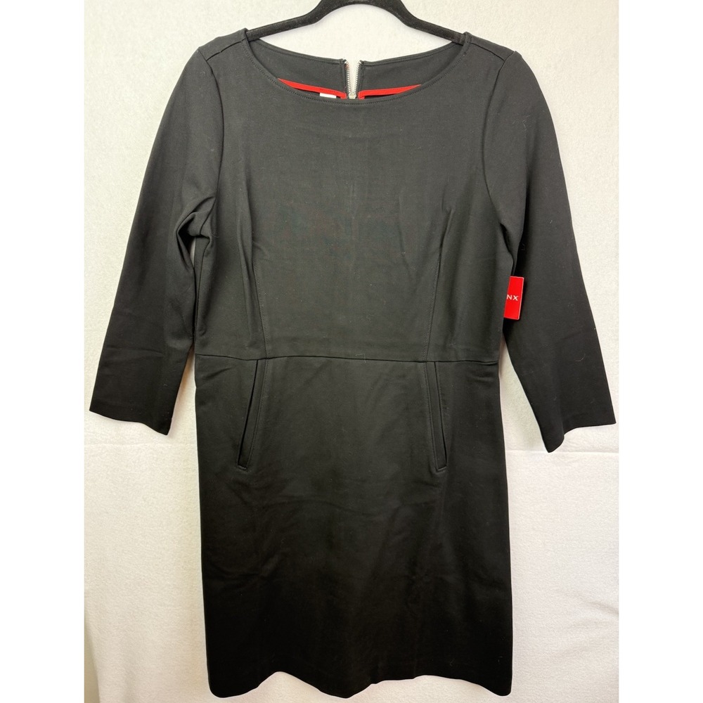 Spanx The Perfect Shift Dress Size L Black Stretch A-Line 3/4 Sleeve NWT 20382R